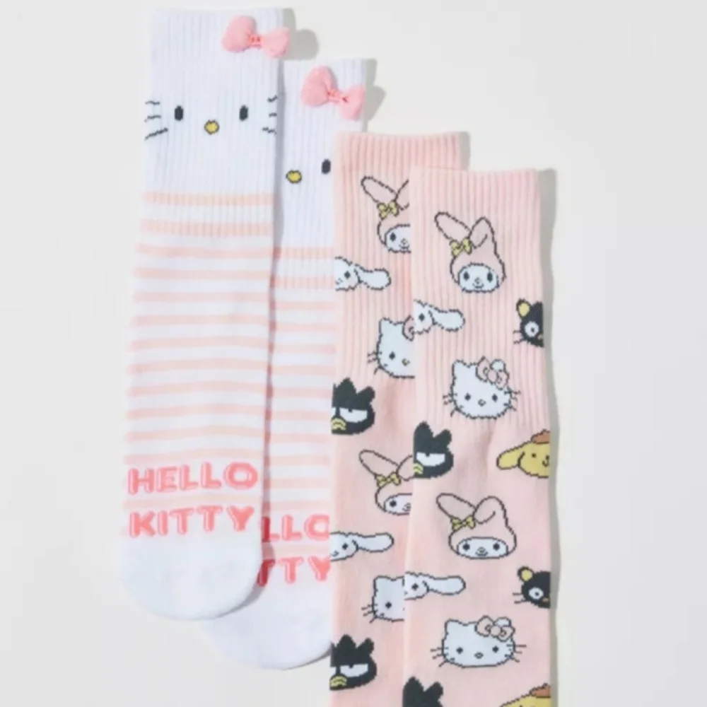 Sanrio NWT Hello Kitty and Friends Crew Socks 2-Pack Cartoon  Kawaii Y2K Pink